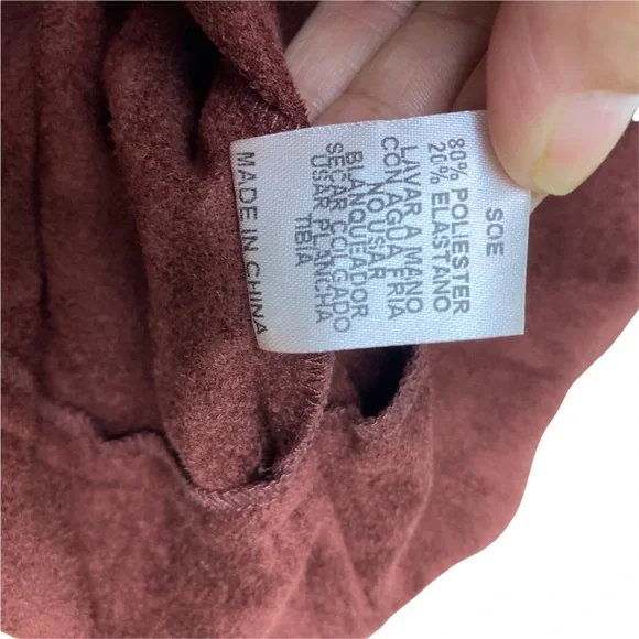 Fashion Nova Off-Shoulder Belted Jacket Suede Like Maroon Gold hardware Zip XL - Picture 8 of 10